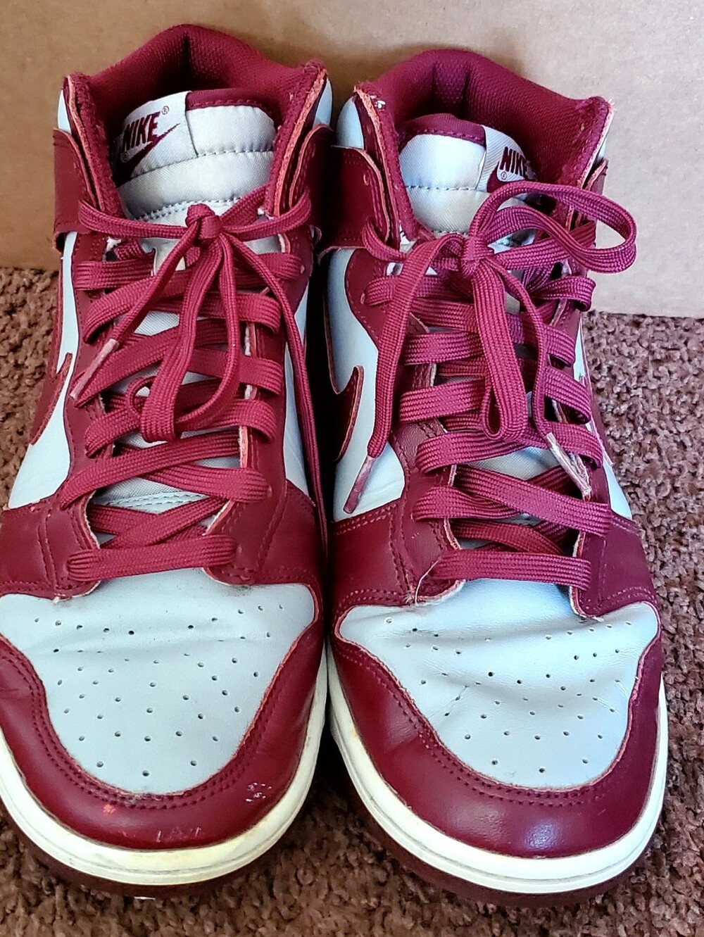 Nike Men's Burgundy and White High-Top Sneakers